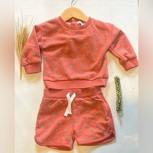 Primary Flowers & Polkadots Sweatshirt & Sweat Shorts Set